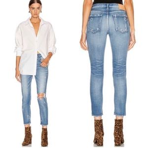 • Moussy • Women’s Helendale Ripped Crop Skinny Jeans Light Blue Distressed 24